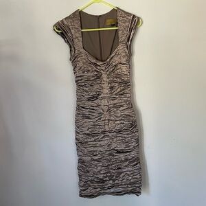 Nicole Miller Textured Taupe Mini Dress